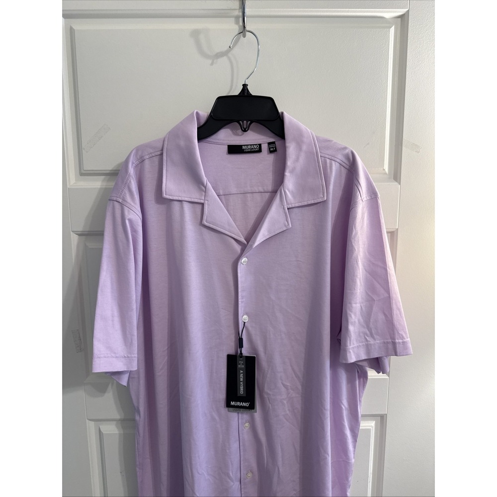 NWT $79 Murano Liquid Luxury Shirt SS Lilac Big & Tall XLT Cotton Collared - Picture 2 of 4